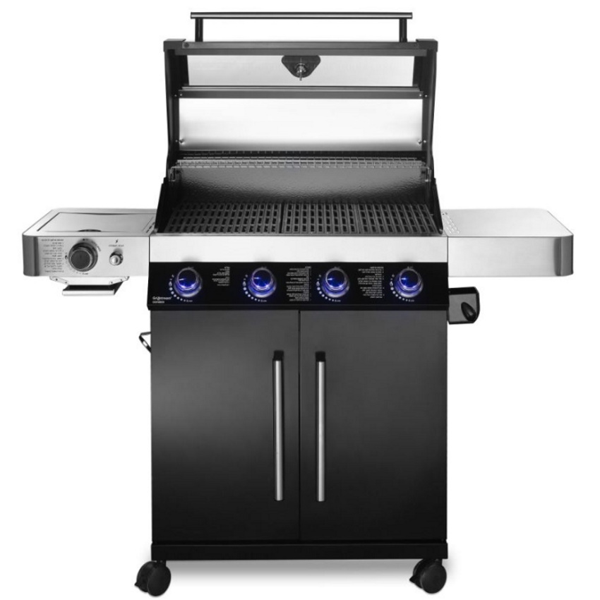 גריל גז 4 מבערים משולב פחמים +  כירת צד Grillstream &lrm;GS-Gourmet 4B שחור
