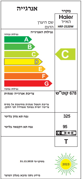 תווית אנרגיה - hrf-2520w haier
