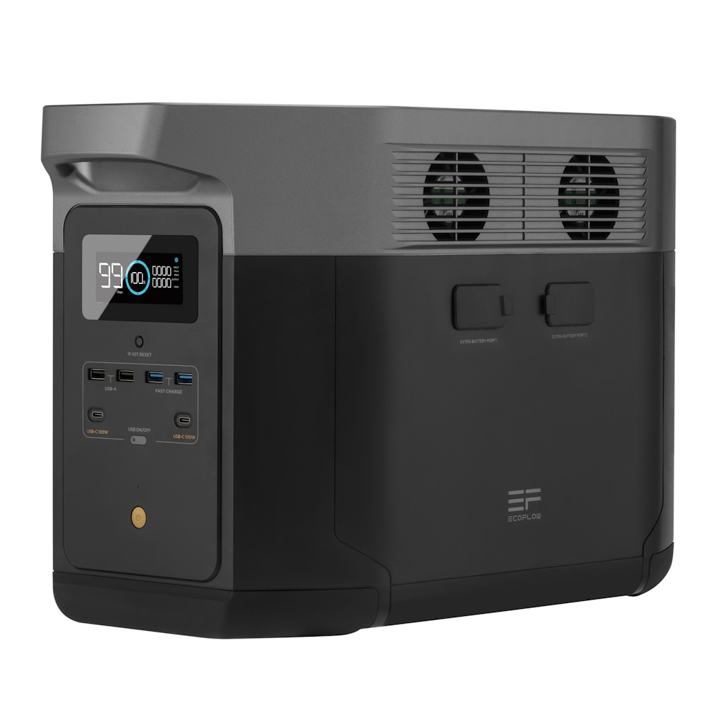 סט תחנת כוח ניידת 2.4kW 4kWh תא הרחבה וזוג פאנלים סולארים EcoFlow 540W &lrm;EFD200MAX1EB1080