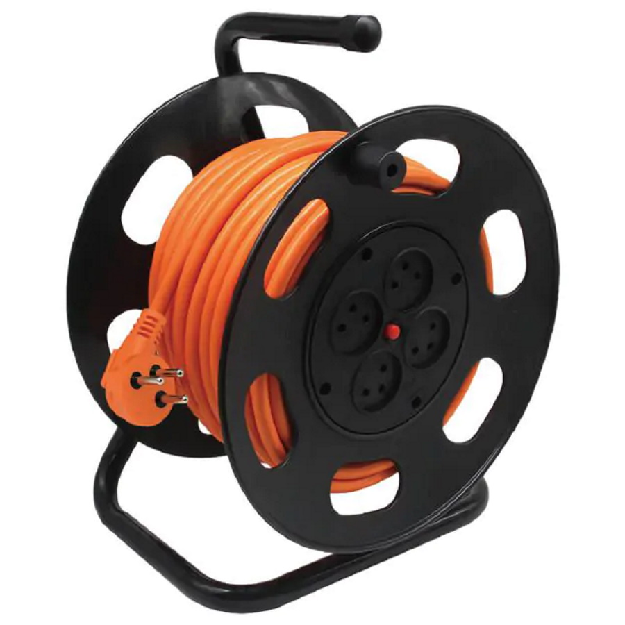 תוף כבל מאריך עד 50 מטר 4 שקעים semicom switch