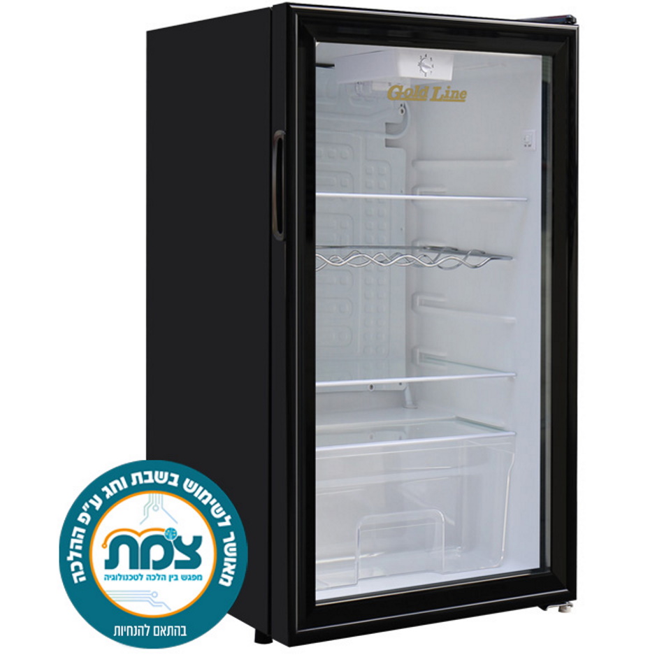 מקרר משרדי דלת זכוכית 90 ליטר Gold Line &lrm;BC-140GS