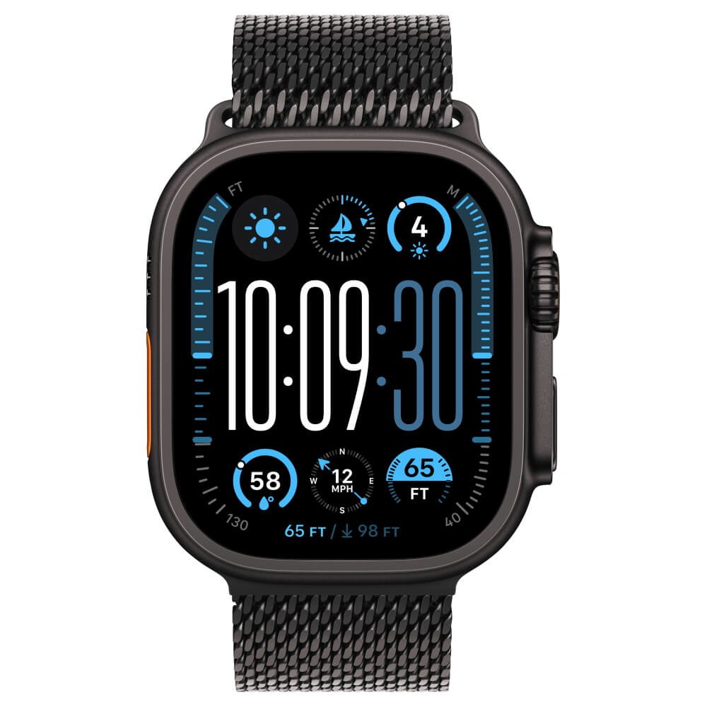 watch ultra 2 gps + cellular 49mm - black titanium case black titanium milanese loop - m יבואן רשמי apple