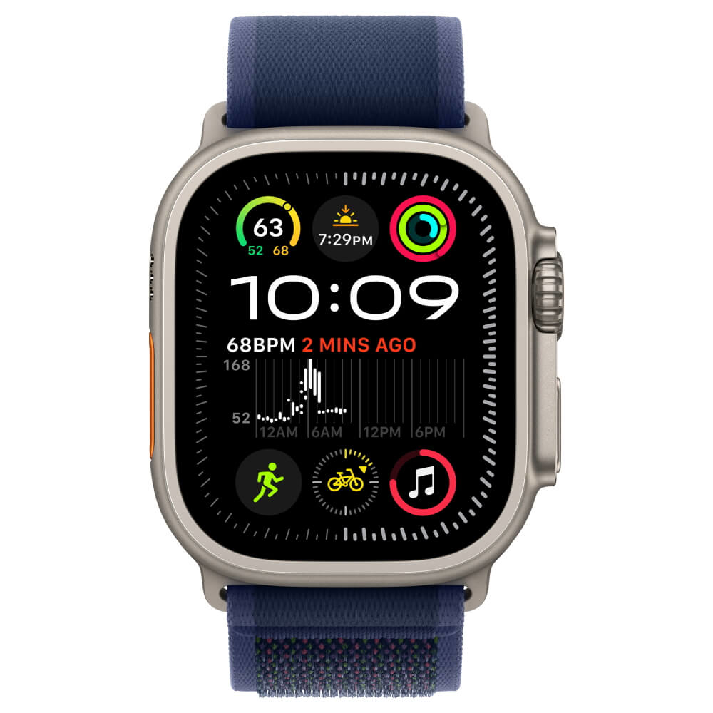 watch ultra 2 gps + cellular 49mm natural titanium case with blue trail loop - m/l יבואן רשמי apple