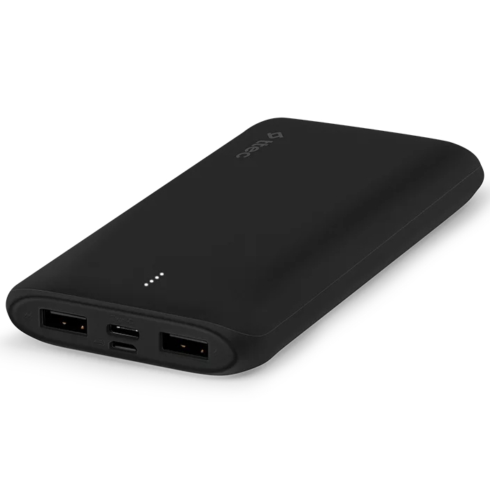 סוללת גיבוי ניידת 10,000mAh כולל חיבור USB-C ושני חיבורי Ttec USB-A &lrm;2BB163S שחור