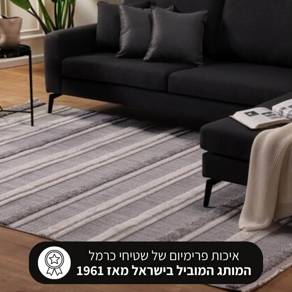שטיח מודרני כולל טקסטורת לולאות וגימור פרנזים carmel floor