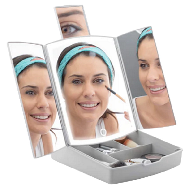 מראת איפור כולל ארגונית ותאורת InnovaGoods LED &lrm;Panomir V0103402