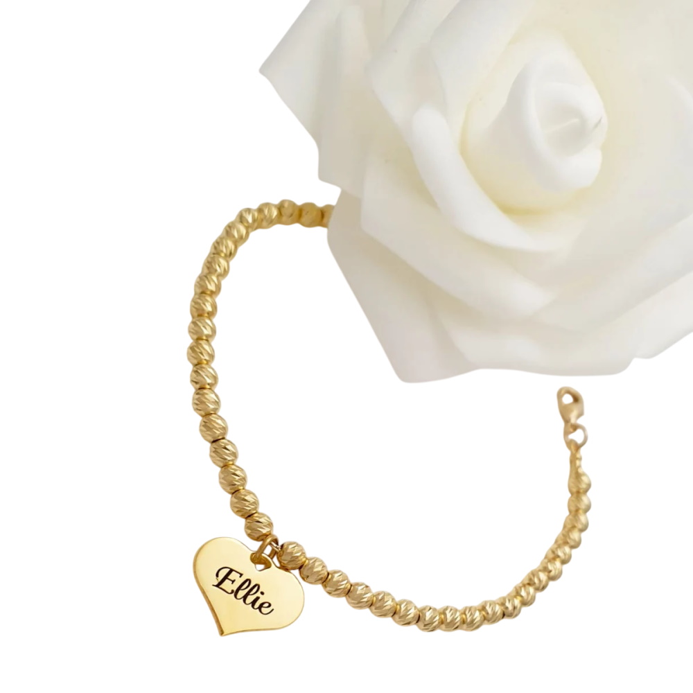 צמיד חרוזים קלאסי בשילוב תליוני לבבות BL jewelry &lrm;חרוזים קלאסי - ציפוי זהב