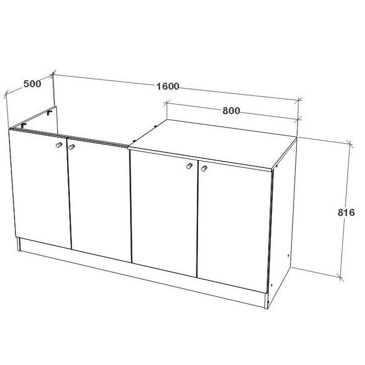 ארון מטבח מודרני כולל כיור נירוסטה 1.6 מטר tudo design