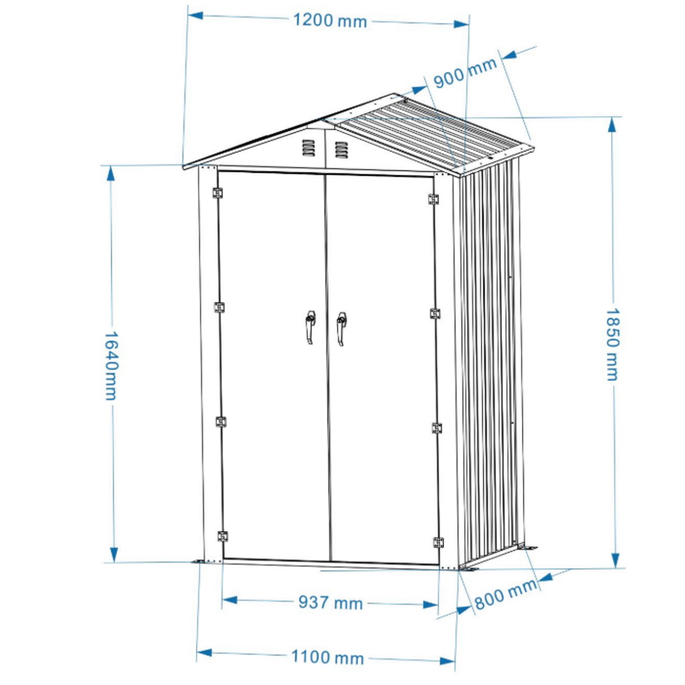 מחסן מתכת פרמיום garden top 1.20x0.90