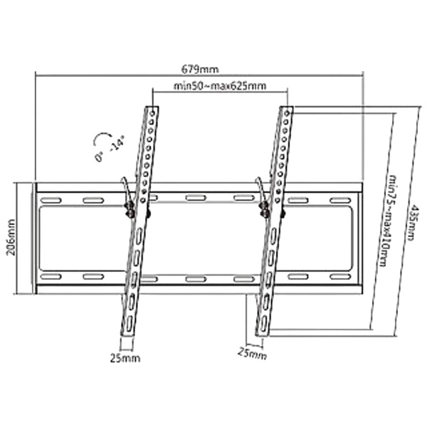 תמונה של מתקן תלייה קבוע עד 75'' כולל הטיה לטלוויזיה eazo