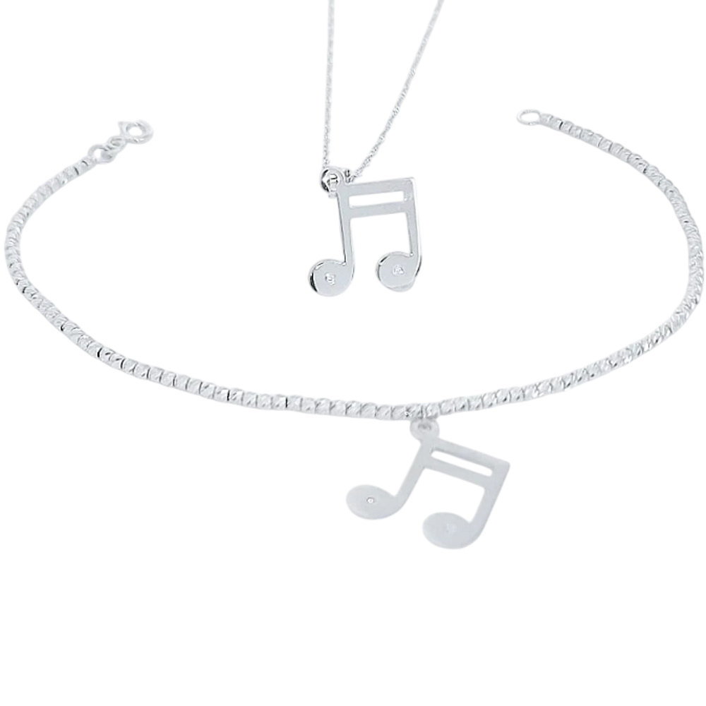 שרשרת תו נגינה וחריטה אישית BL jewelry &lrm;תו נגינה - כסף 925
