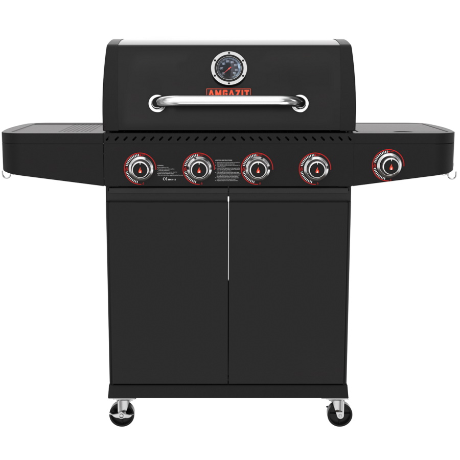 גריל גז 4 מבערים כולל כירת צד Amgazit &lrm;Black Torch 34078