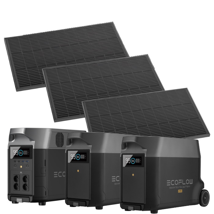 סט תחנת כוח ניידת 3600Wh כולל 2 סוללת הרחבה ו-3 פאנלים סולאריים Ecoflow 540W &lrm;EF DELTA PRO +2EB + 1620FIX