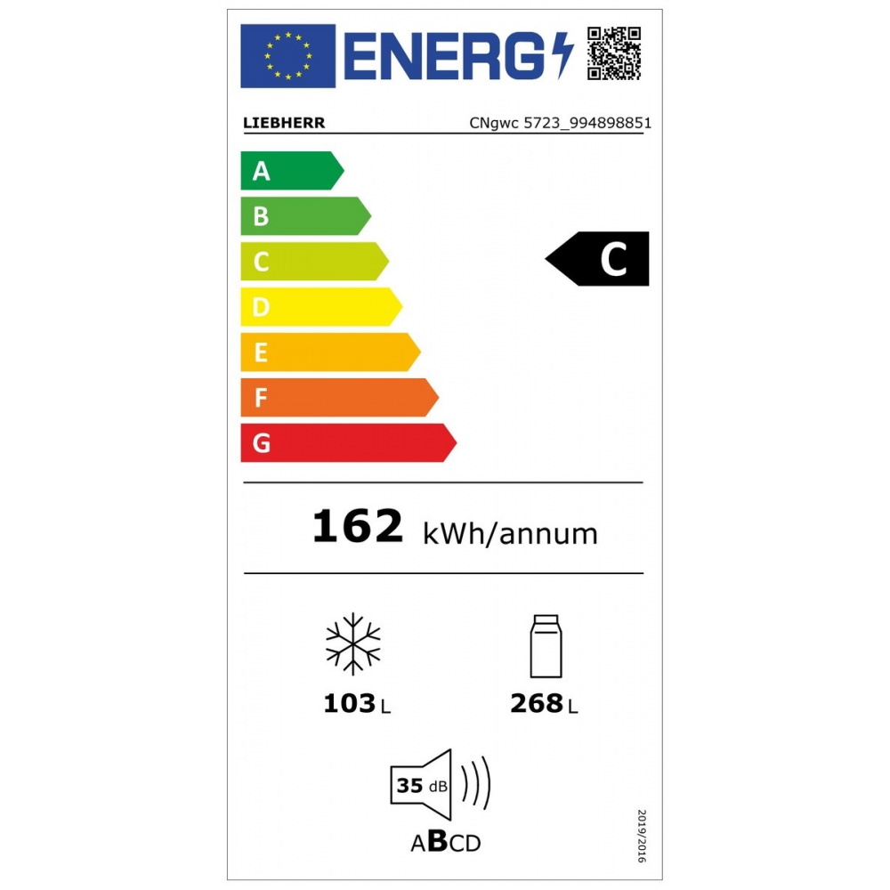 תווית אנרגיה - cngwc 5723 זכוכית לבנה liebherr