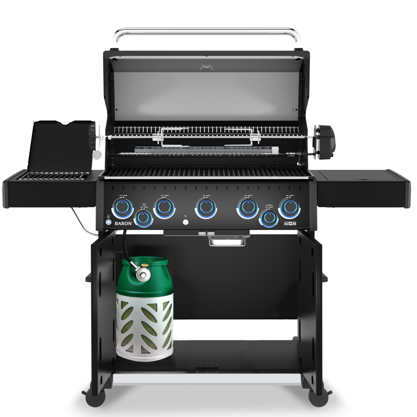 גריל גז 5 מבערים כולל כירת צד ושיפוד מסתובב broil king