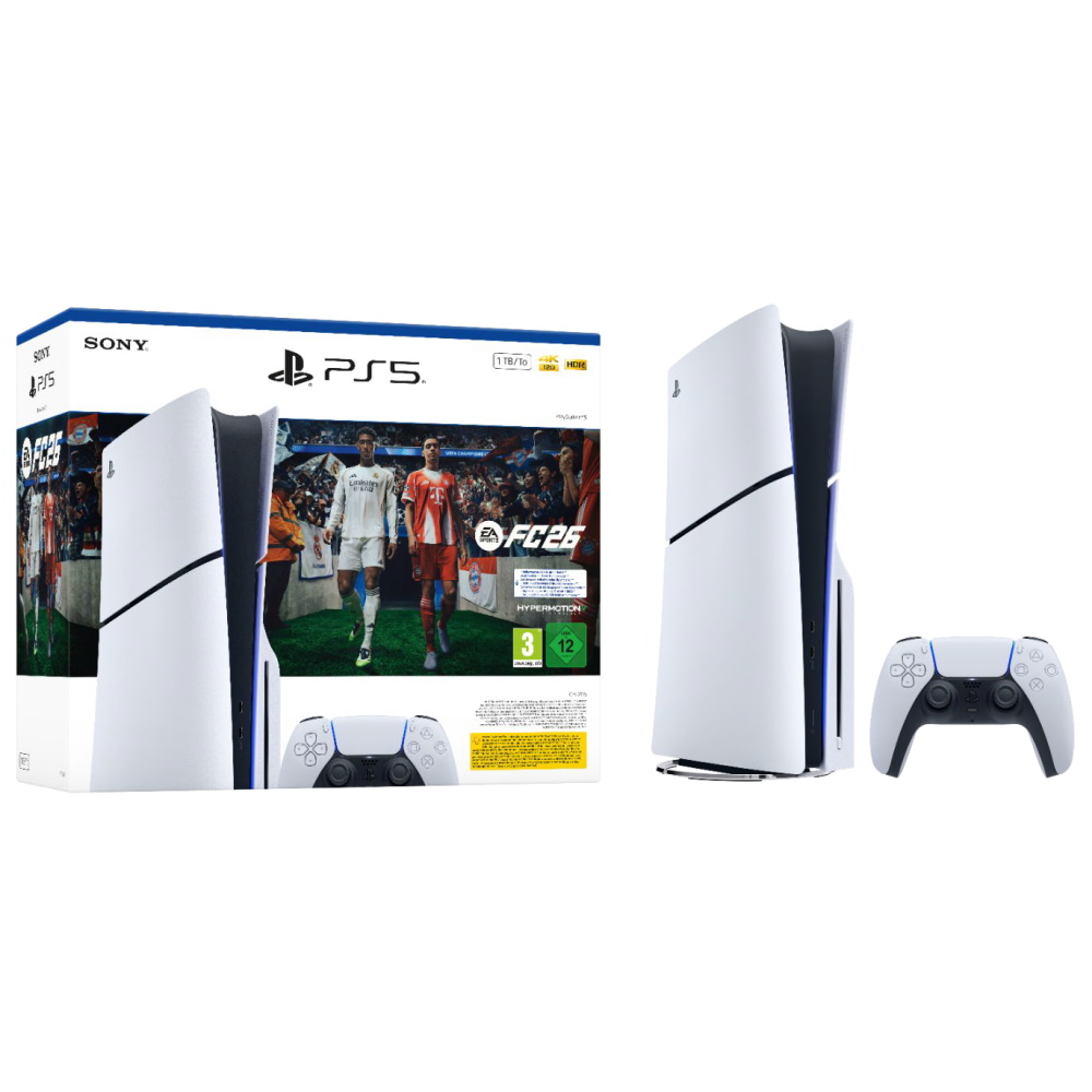 קונסולת משחק סוני פלייסטיישן sony playstation 5 slim כולל שובר למשחק fc26