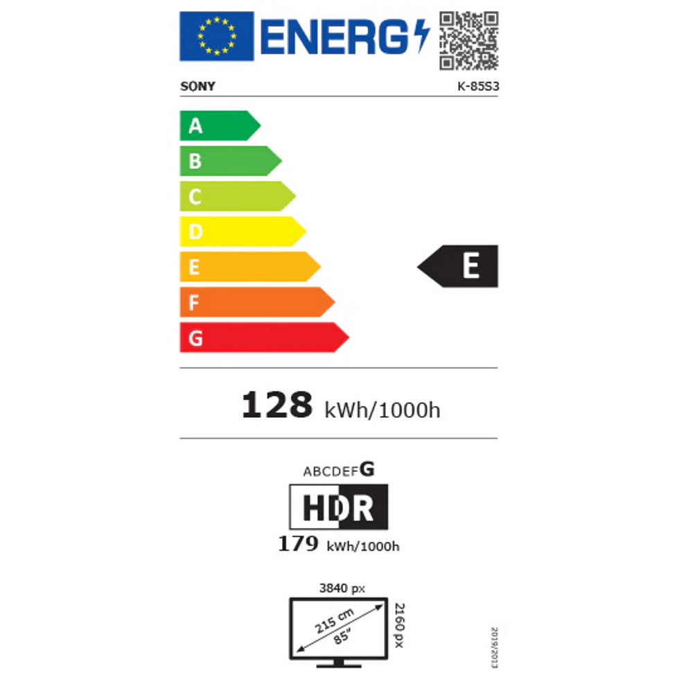 תווית אנרגיה - bravia 3 k43s35bp sony