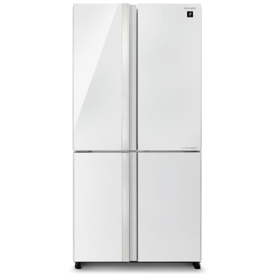 מקרר 4 דלתות - 611 ליטר Sharp &lrm;SJ-FSRN87WH זכוכית לבנה