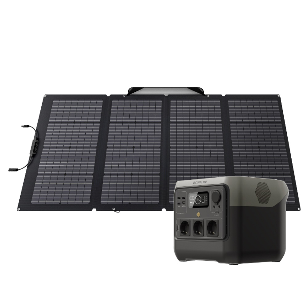 סט תחנת כוח ניידת 768Wh כולל פאנל סולארי מתקפל Ecoflow 220W &lrm;EF RIVERPRO2 + 220W