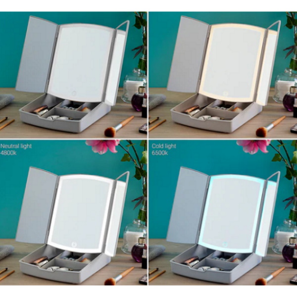 מראת איפור כולל ארגונית ותאורת innovagoods led