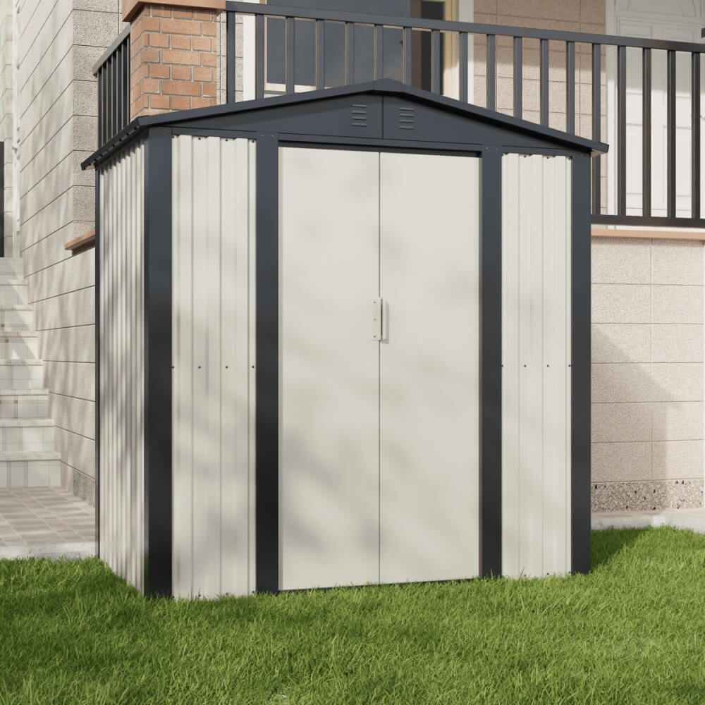 סרטון - מחסן מתכת פרמיום garden top 1.80x1.20  גארדן טופ  ds2 שמנת משולב אפור