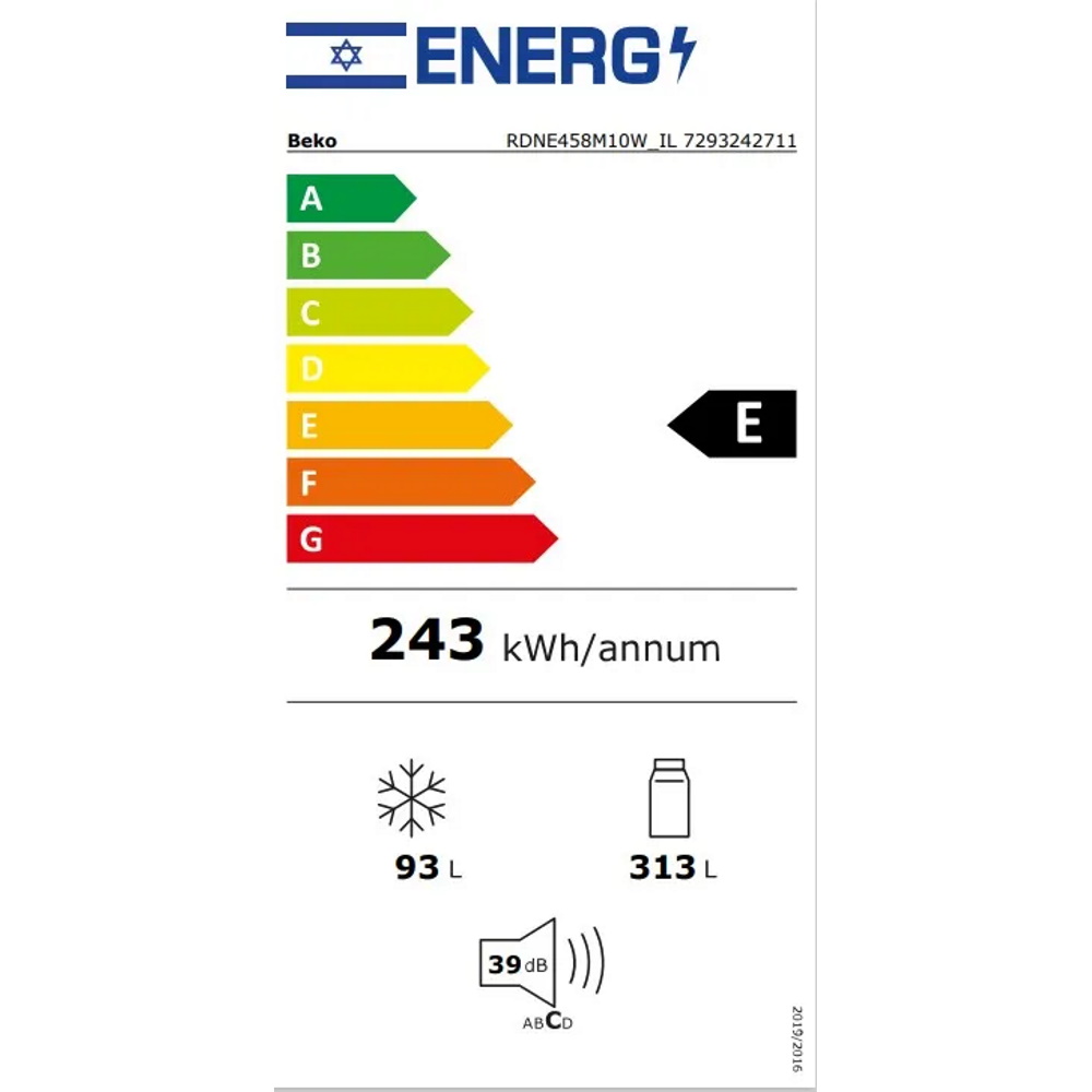 תווית אנרגיה - rdne458m10w לבן beko