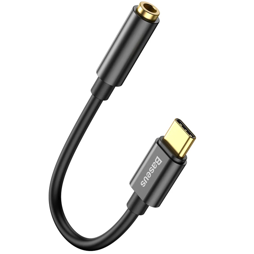 מתאם Type-C לכבל שמע 3.5 מ''מ Baseus &lrm;Type-C Male to 3.5mm Female Adapter L54 Black