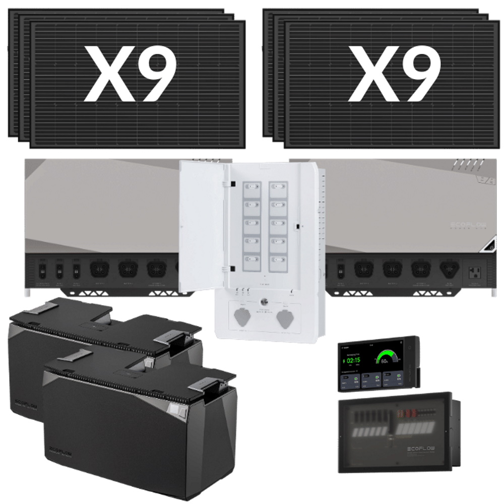 סרטון - סט מערכת סולארית ביתית 3600/6000w 20kwh כולל 18 פאנלים סולארים ecoflow 9720w  אקופלואו  efrpk20kwh9720w