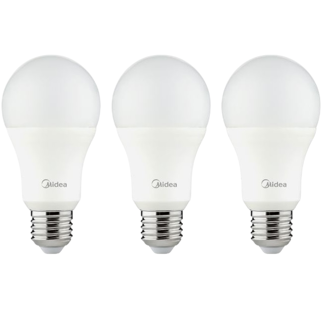 מארז 3 נורות לד כדור E27 17W A60 - אור יום Midea &lrm;ML-17WX3-A60-DL