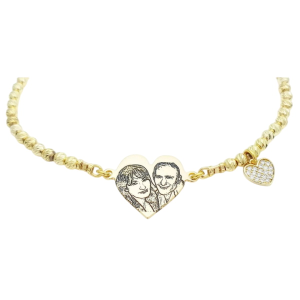 צמיד חרוזים בשילוב תליון תמונה BL jewelry &lrm;חרוזים תליון תמונה - ציפוי זהב