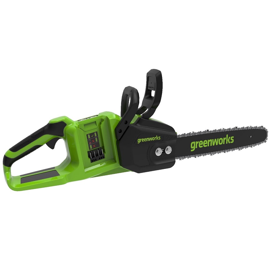 מסור שרשרת 14 סמ 48v כולל 2 סוללות ומטען מהיר כפול greenworks