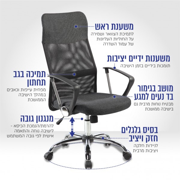 כיסא מנהל ארגונומי carbon