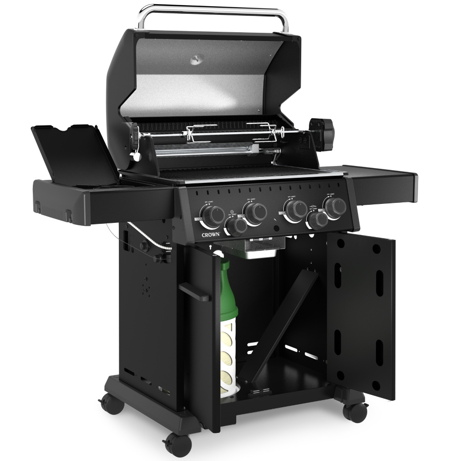 גריל גז 4 מבערים כולל כירת צד ושיפוד broil king