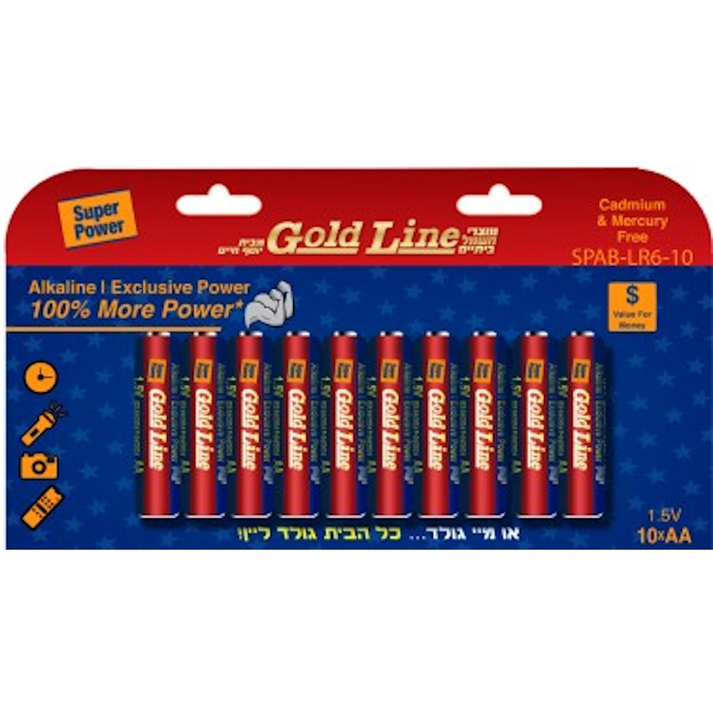 10 סוללות 1.5V AA Gold Line &lrm;SPAB-LR6-10 אקסקלוסיב