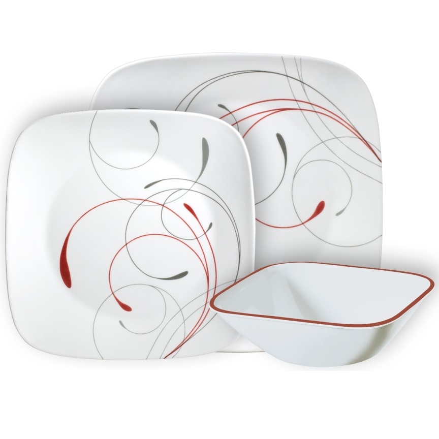 סט צלחות 18 חלקים ל-6 סועדים Corning By Corelle &lrm;Splendor Square 1134338