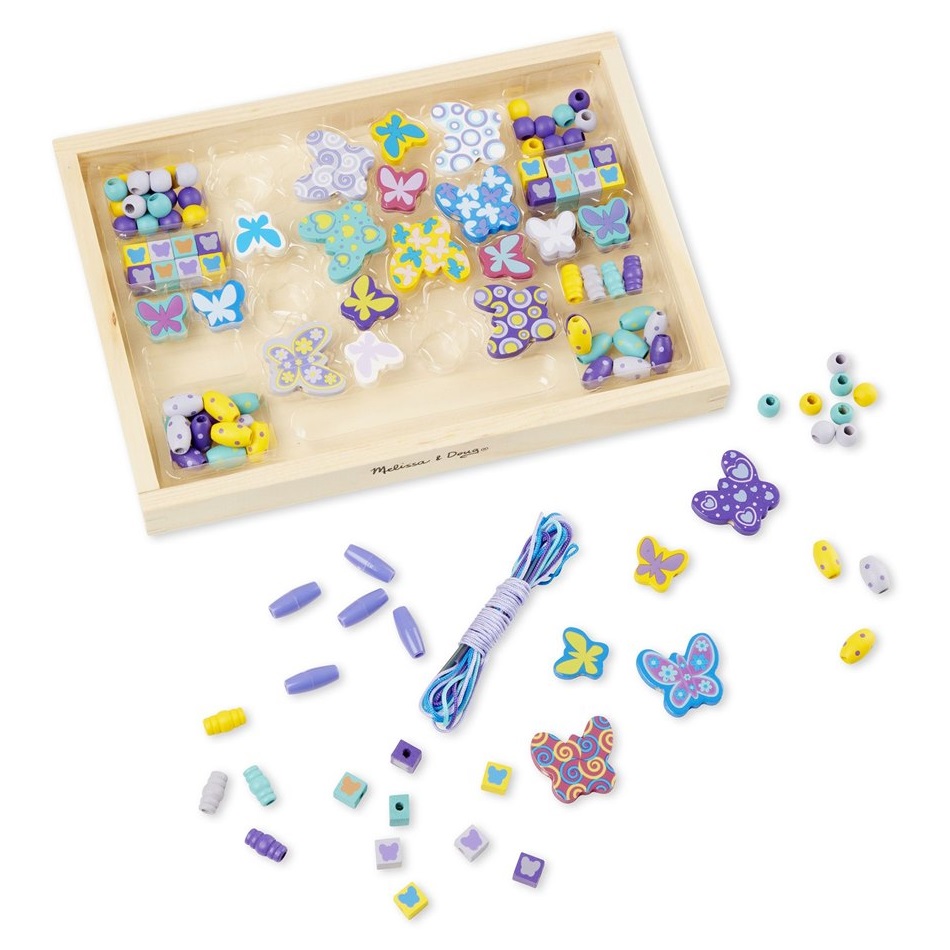 ערכת חרוזים פרפרים מעץ melissa&doug