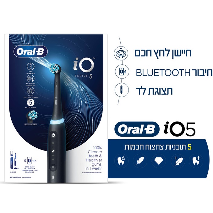 מברשת שיניים חשמלית נטענת Oral-B &lrm;iO Series 5 שחור