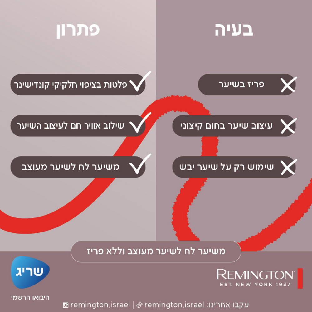 מחליק שיער רחב 2 ב-1 remington