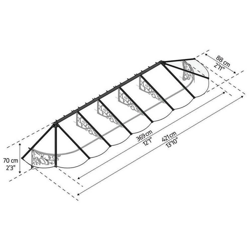 גגון גשם לדלת/חלון 0.9x4.2 שחור שקוף canopia