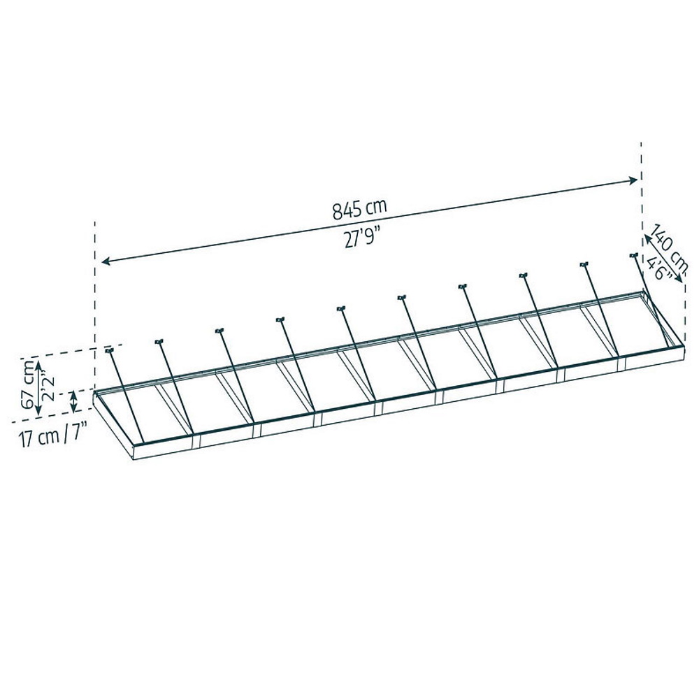 גגון גשם לדלת/חלון 1.4x8.5 אפור שקוף canopia