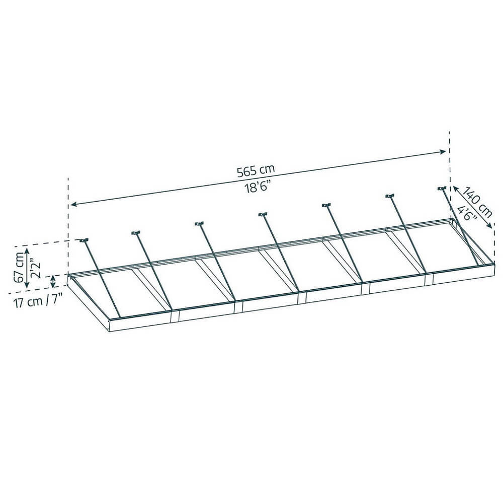 גגון גשם לדלת/חלון 1.4x5.7 אפור שקוף canopia