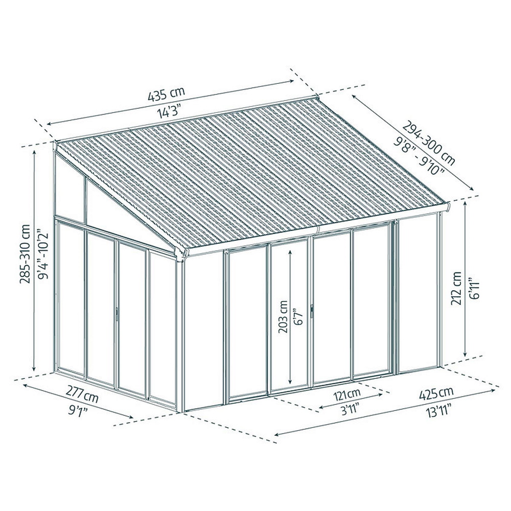 פרגולה אלומיניום סגורה 3.9x4.4 מטר canopia