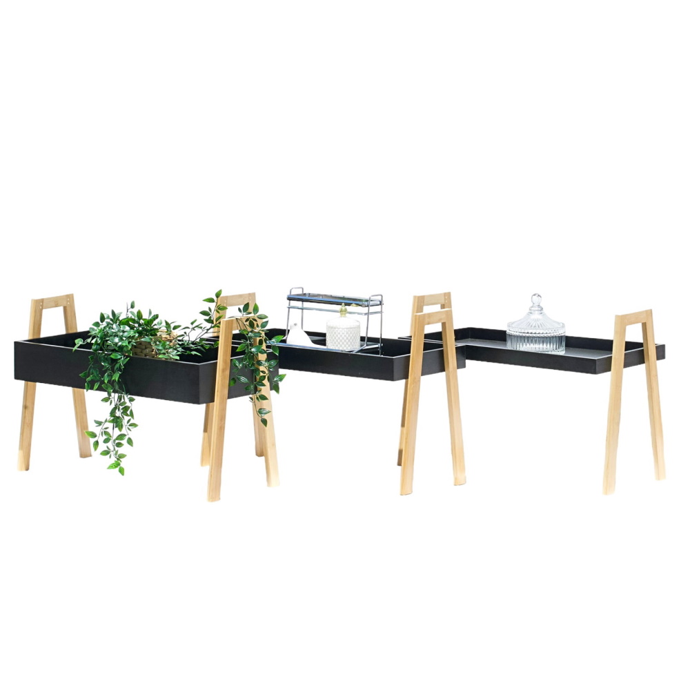 סט שולחנות לסלון DNA comfort &lrm;10106a שחור משולב עץ