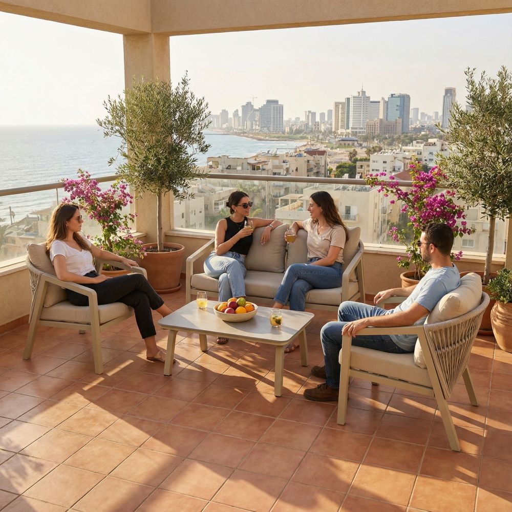 מערכת ישיבה לגינה 2+1+1 ושולחן תואם australia garden