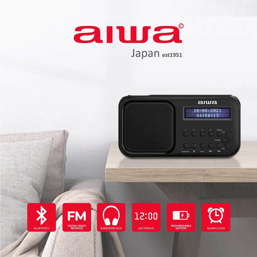 רדיו נייד נטען כולל aiwa bluetooth