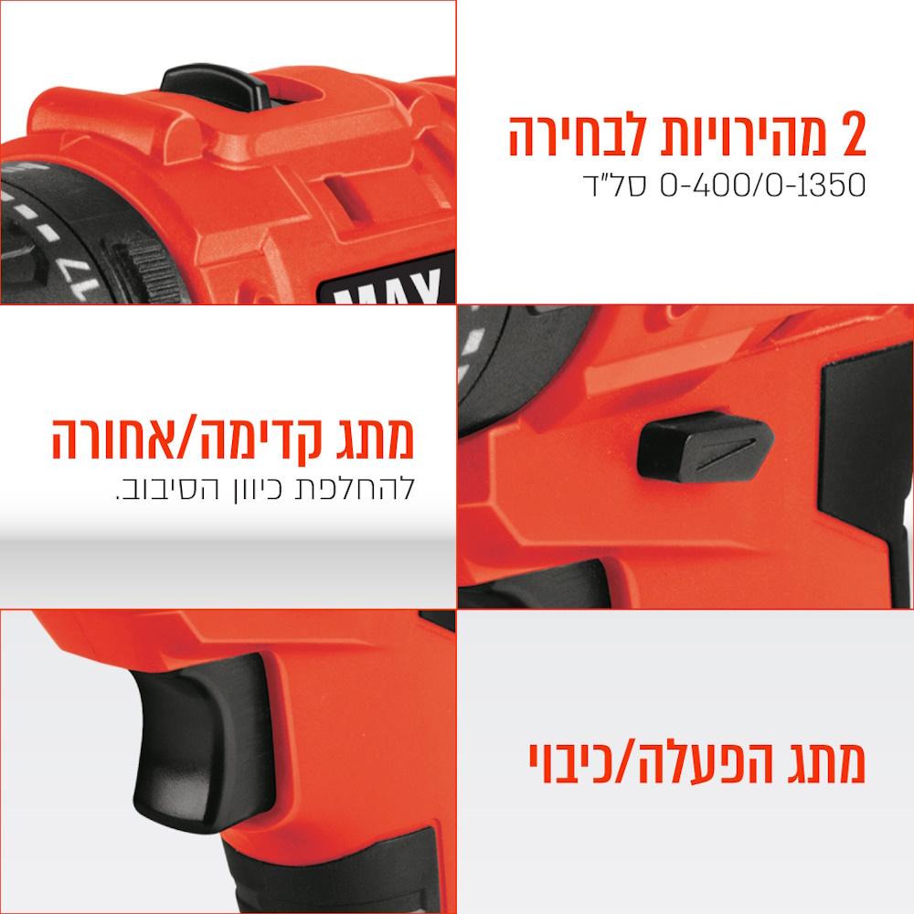 מברגת אימפקט נטענת 21v כולל 201 חלקים, סוללות ומזוודה pure energy