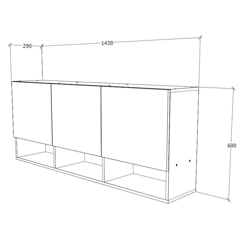 ארון שירות למטבח 1.44 מטר כולל 3 דלתות tudo design