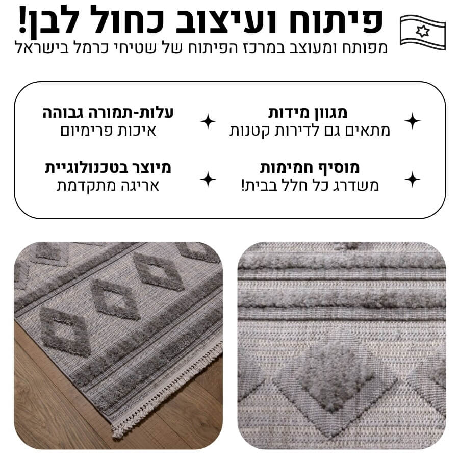 תמונה של שטיח מודרני כולל טקסטורת לולאות וגימור פרנזים carmel floor