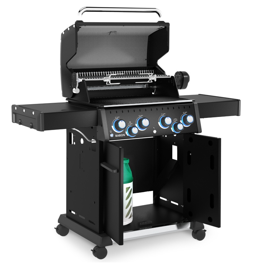 גריל גז 4 מבערים כולל כירת צד ושיפוד מסתובב broil king