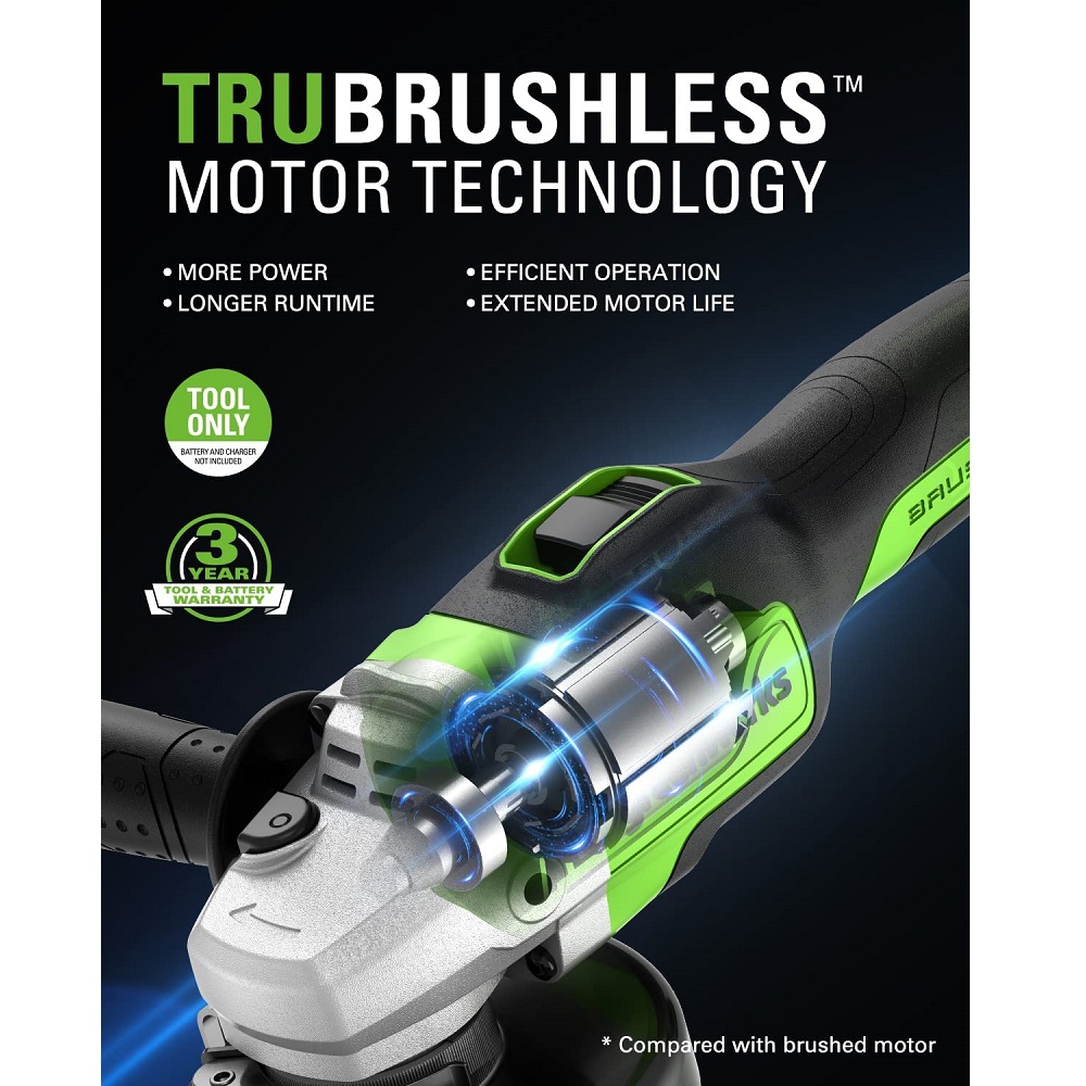 משחזת זווית 5 24v brushless גוף בלבד greenworks